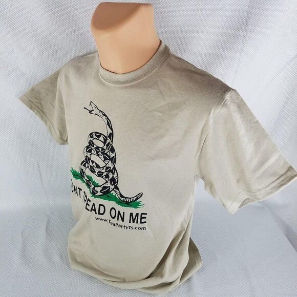 Tea Party Shirt Dont Tread On Me Political Tan Beige Tshirt M - Picture 6 of 6